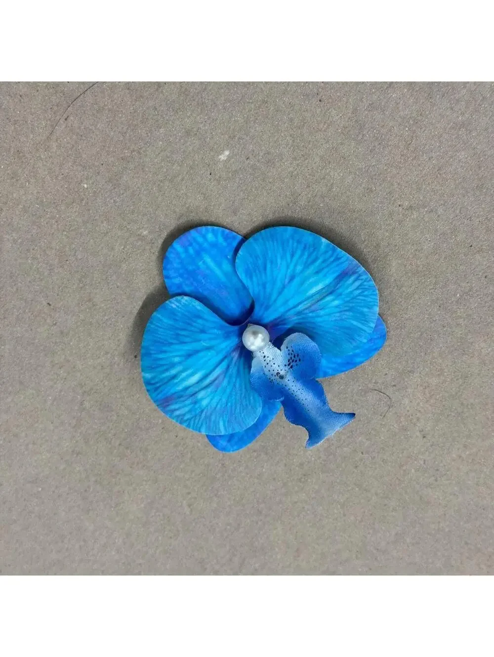 Vibrant Blue Tropical Phalaenopsis Orchid Pearl Hair Clip